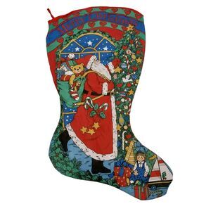 Avon Santa's Big Surprise Musical Jumbo Fabric Stocking Vintage 1995 XL VINTAGE